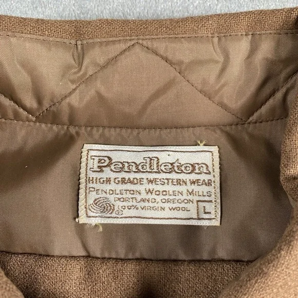 Vintage Pendleton Shirt Mens Sz L Brown High Grade Western Wear Wool Pearl Snap - Picture 6 of 12